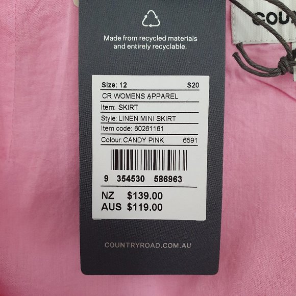 NWT Country Road Mini Skirt French Linen Size 12 - Picture 10 of 16